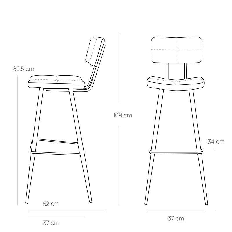 Teddy Barstool – Anthracite Synthetic Leather | Kaja Interiors