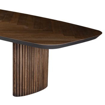 Eettafel Mink Fishbone Lattuh Oval Oak Deer Brown Frontside 2