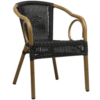 96906728 Terrasstoel Costa Bamboo Zwart Rond 1hr