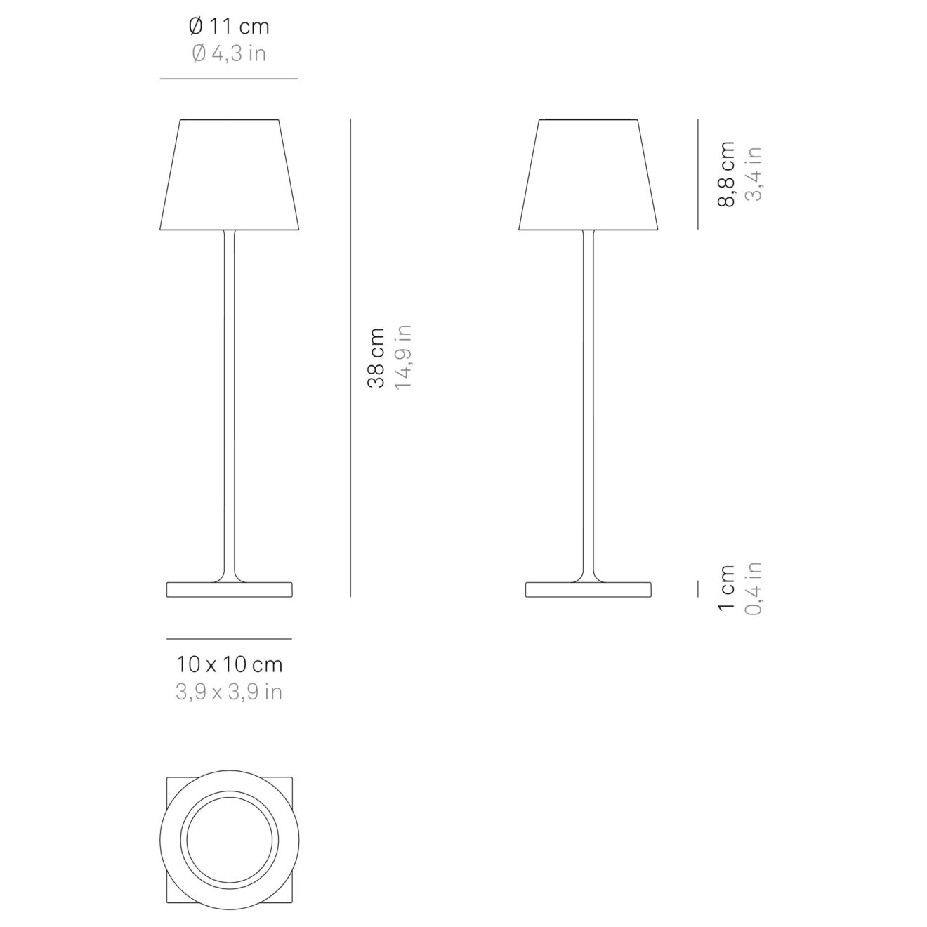 Tafellamp Poldina Afmetingen