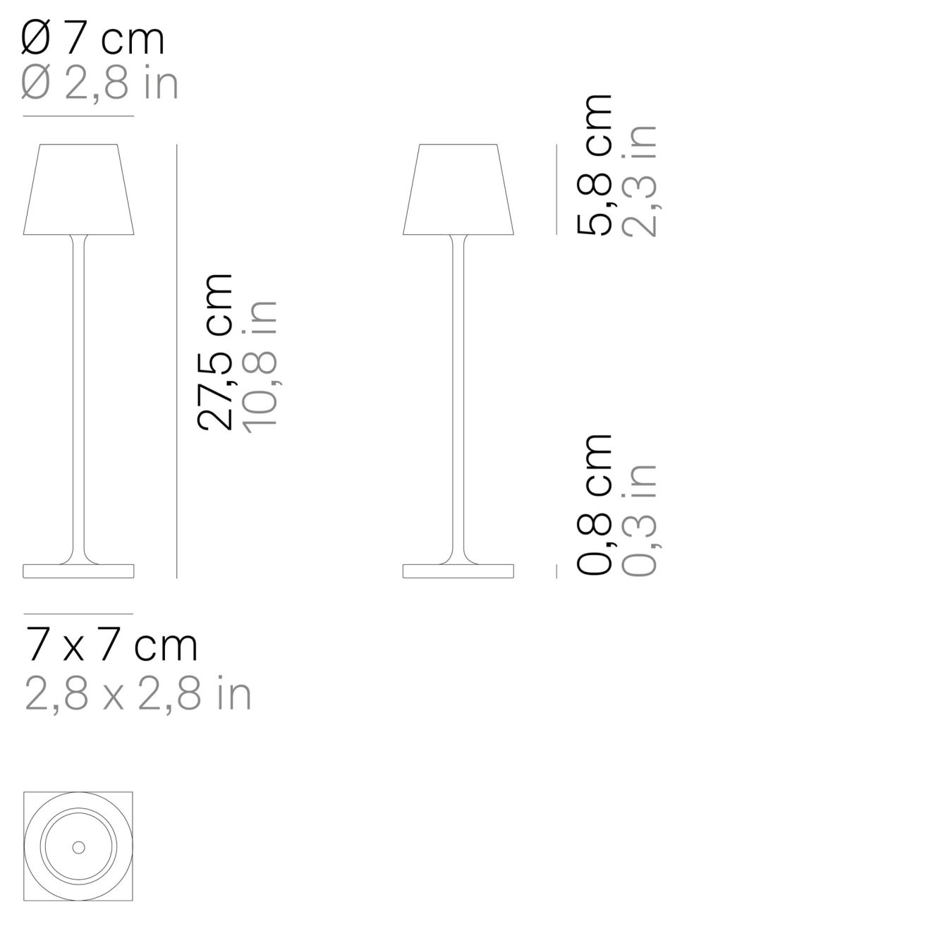 Tafellamp Poldina Micro Afmetingen 1hr