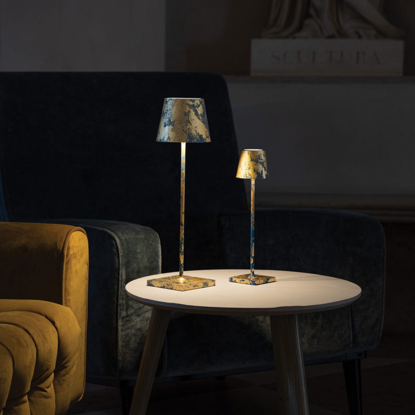 97114610 Tafellamp Poldina Micro Goud Blauw 3hr