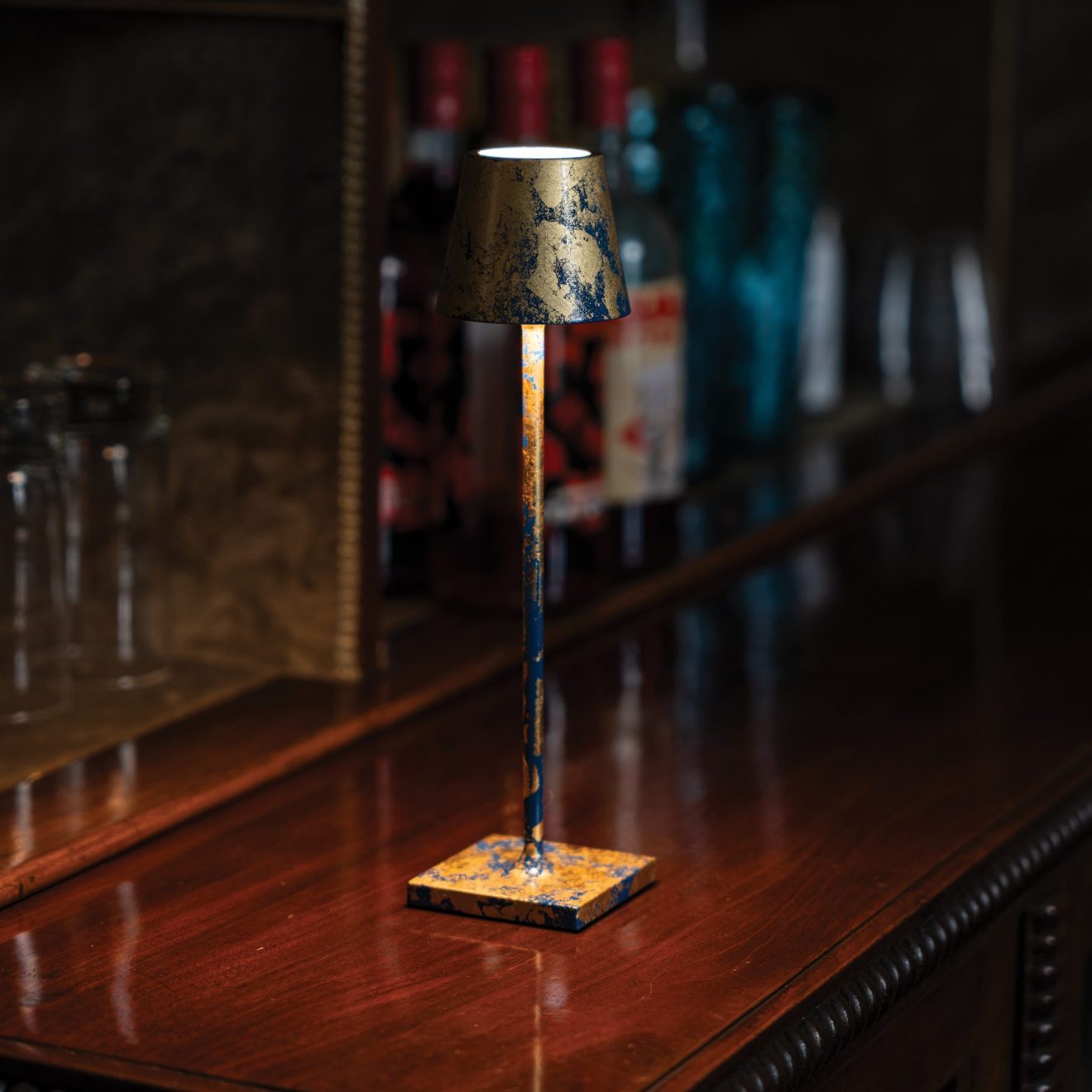 97114610 Tafellamp Poldina Micro Goud Blauw 7hr