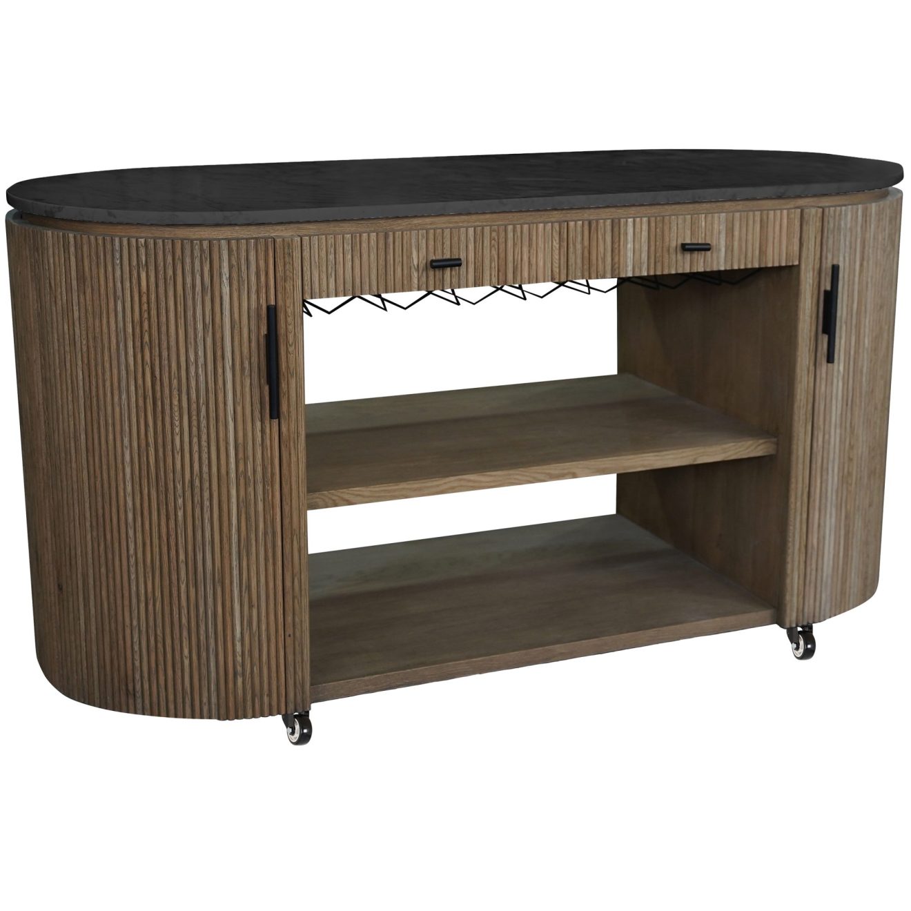 95100050 Moretti Buffetkast Zwart Marmer 1 Wielenhr