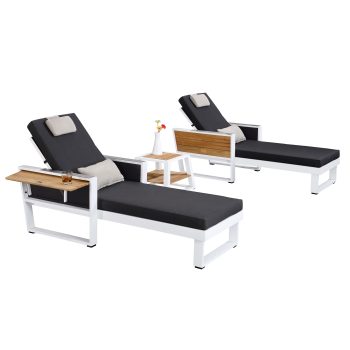 95401760 York Sunlounger Set Black 1hr