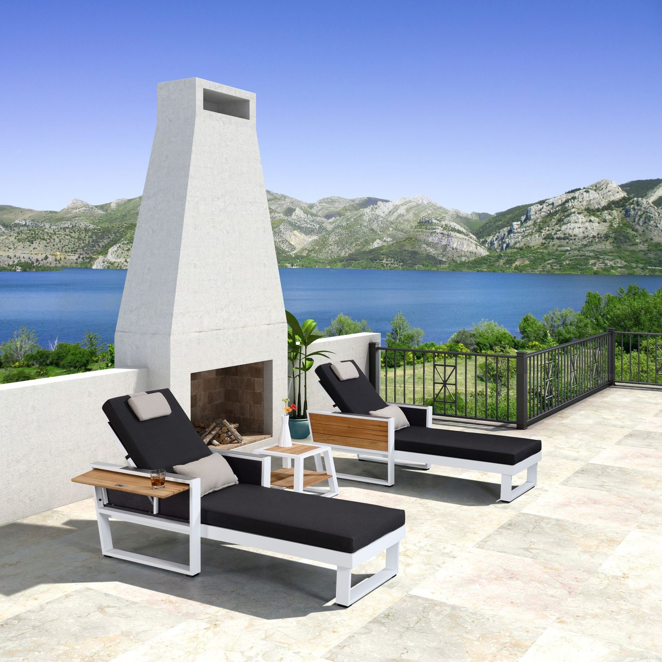 95401760 York Sunlounger Set Black 3hr