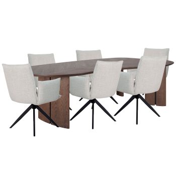 96412750 Avenue Eettafel 240cm Nella Armstoel Naturel 1hr