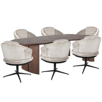 96412770 Avenue Eettafel 240cm Sierra Armstoel Shitake 1hr