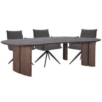 96412780 Avenue Eettafel 260cm Nella Armstoel Antraciet 2hr