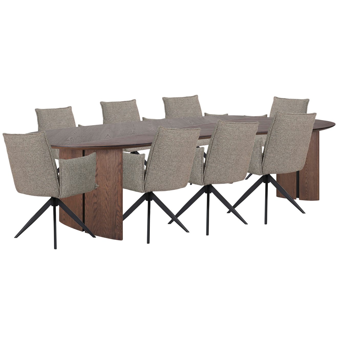 96412810 Avenue Eettafel 280cm Nella Armstoel Bruin 1hr