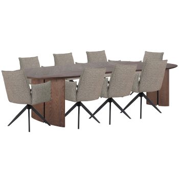 96412810 Avenue Eettafel 280cm Nella Armstoel Bruin 1hr