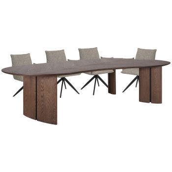 96412810 Avenue Eettafel 280cm Nella Armstoel Bruin 2hr