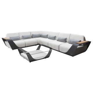 9540420 Onda Hoeklounge Zwart Wit 1hr