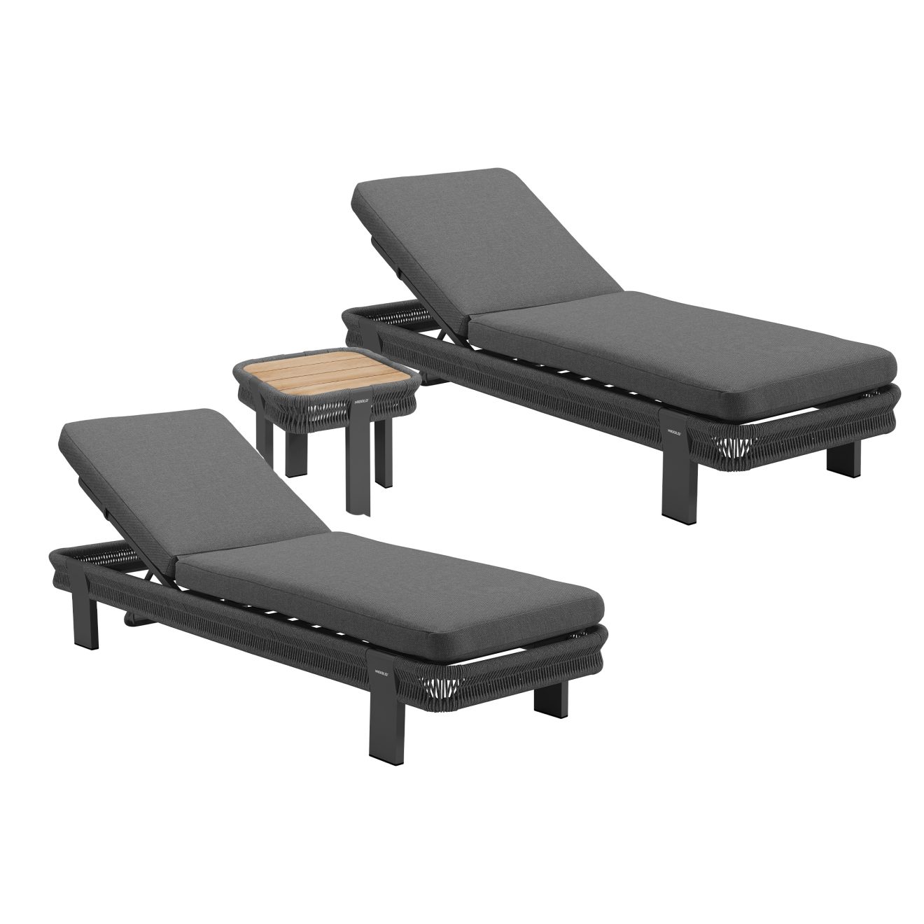 95414250 Borromeo Sunlounger Set Black 1hr