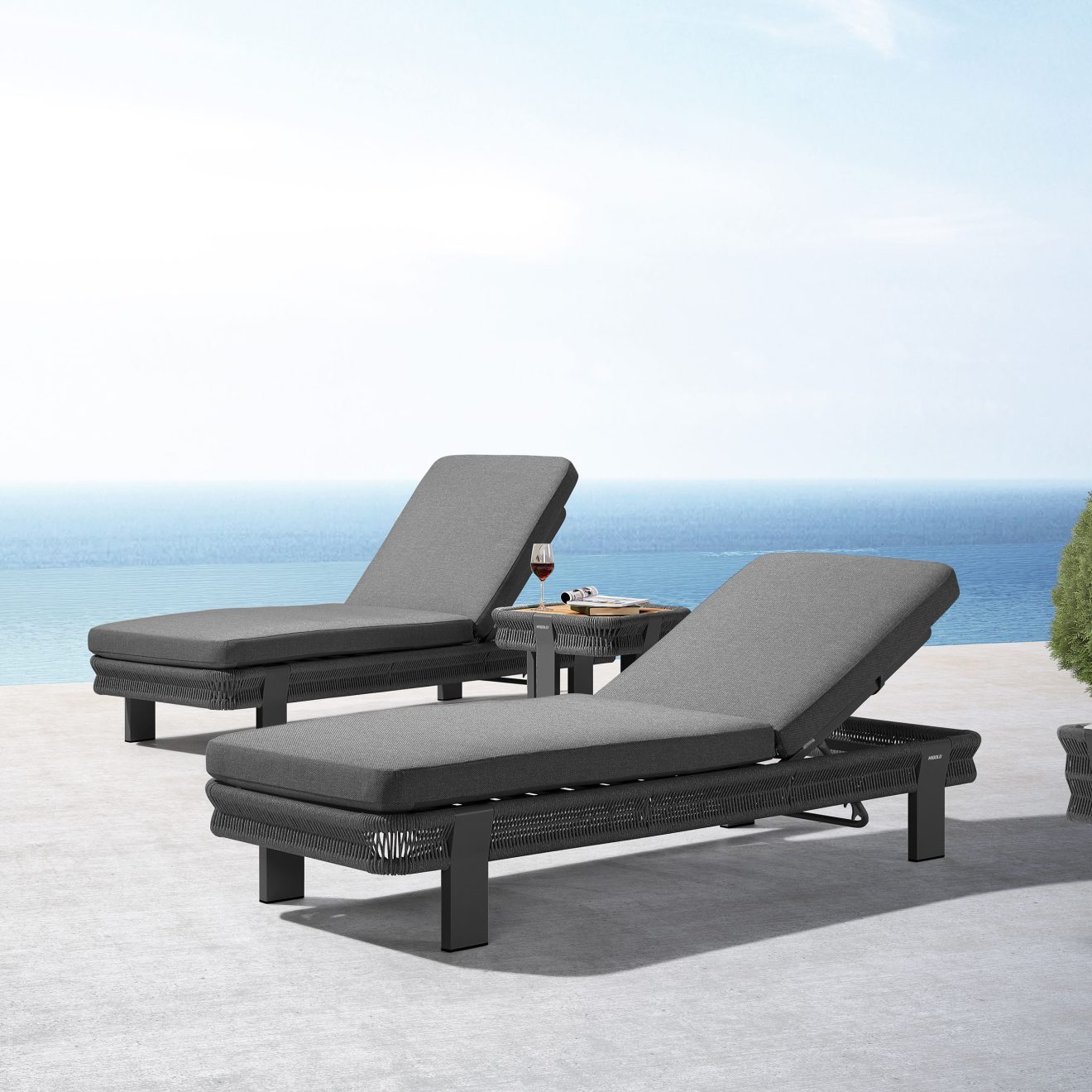 95414250 Borromeo Sunlounger Set Black 2hr