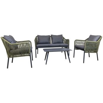 96919700 Baleric Loungeset Charcoal Groen 1hr