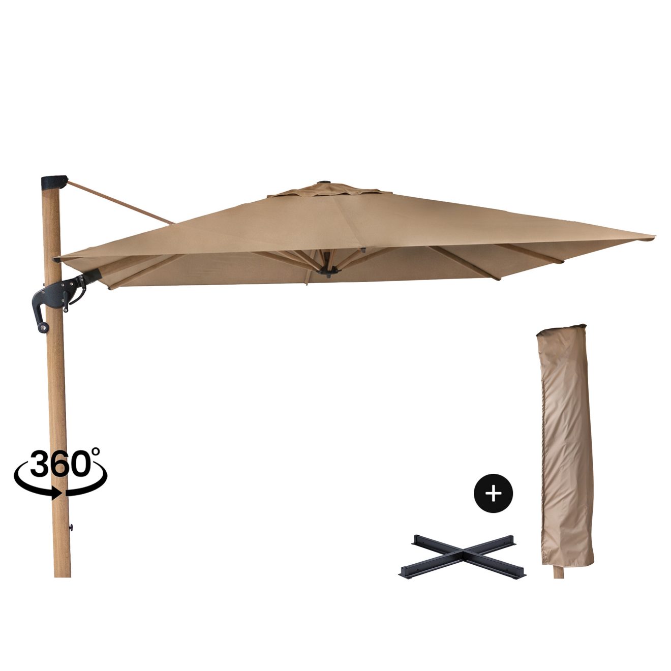 96920520 Parasol Eifel Woodlook Taupe 1