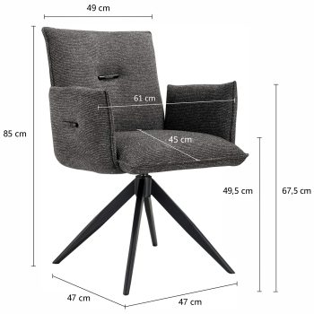 96117550 Peggy Armstoel Antraciet Afmeting