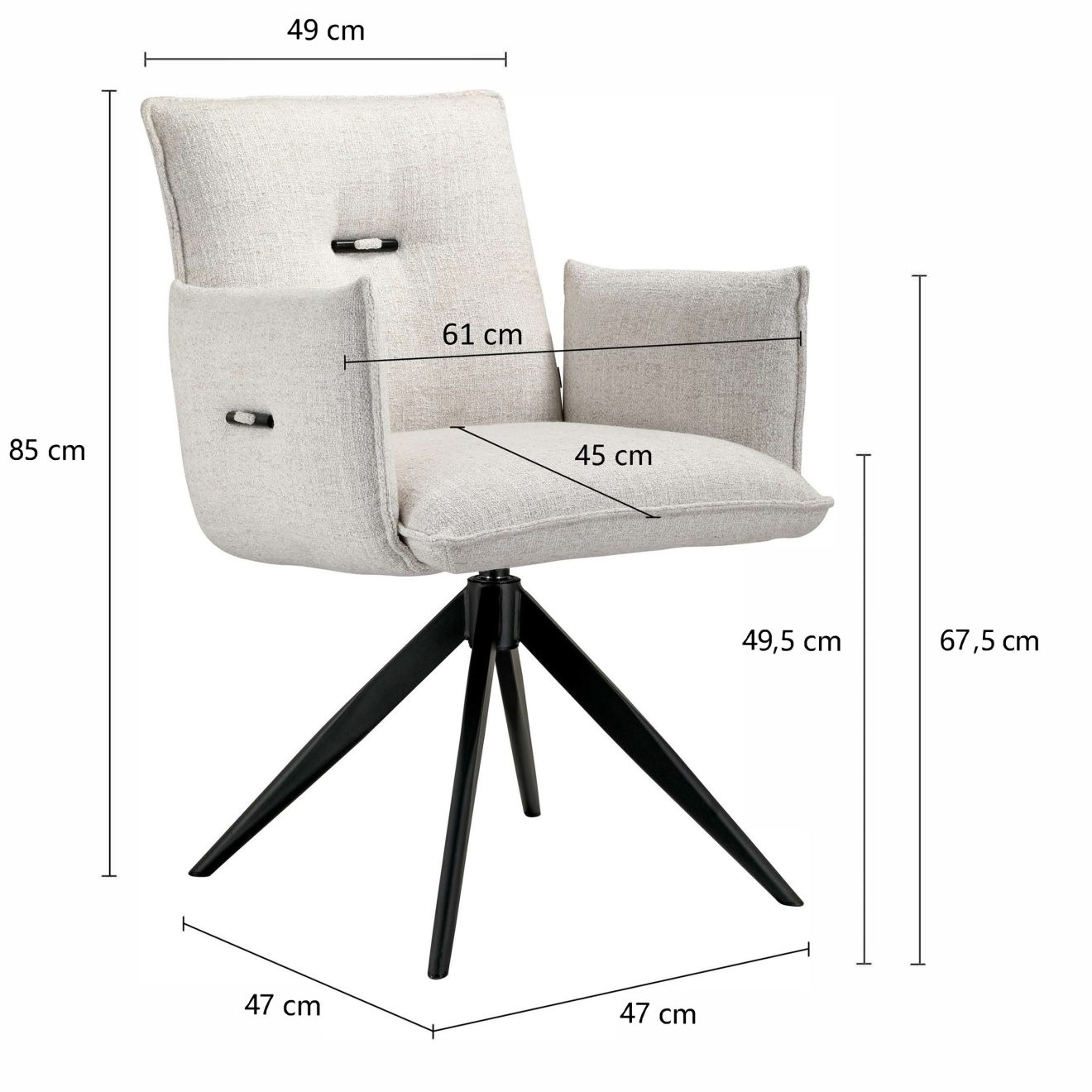 96117850 Peggy Armstoel Naturel Afmeting