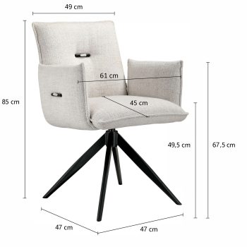 96117850 Peggy Armstoel Naturel Afmeting