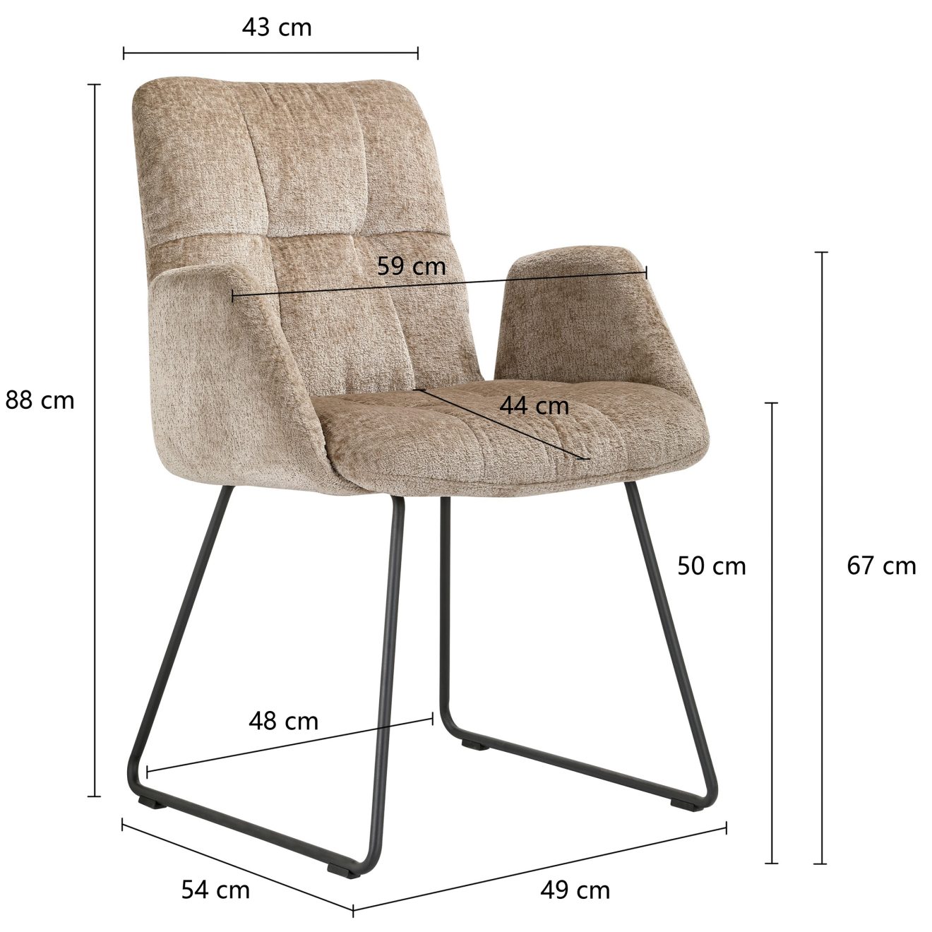 96119680 Cleo Armstoel Bruin Afmeting