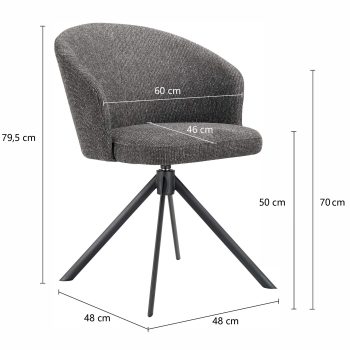 96120360 Dunya Stoel Antraciet Afmeting