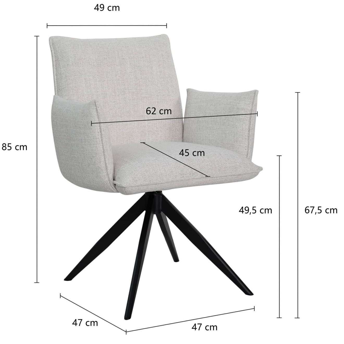 96124280 Nella Armstoel Naturel Afmeting