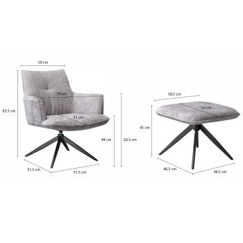 96124680 Skipper Lounge Stoel Sand Afmeting