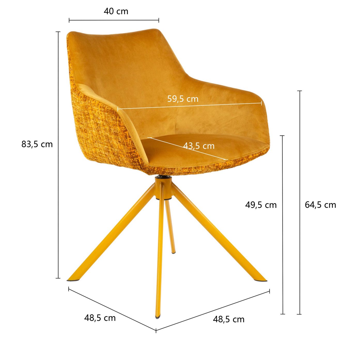 96125410 Corazon Armstoel Okergeel Afmeting