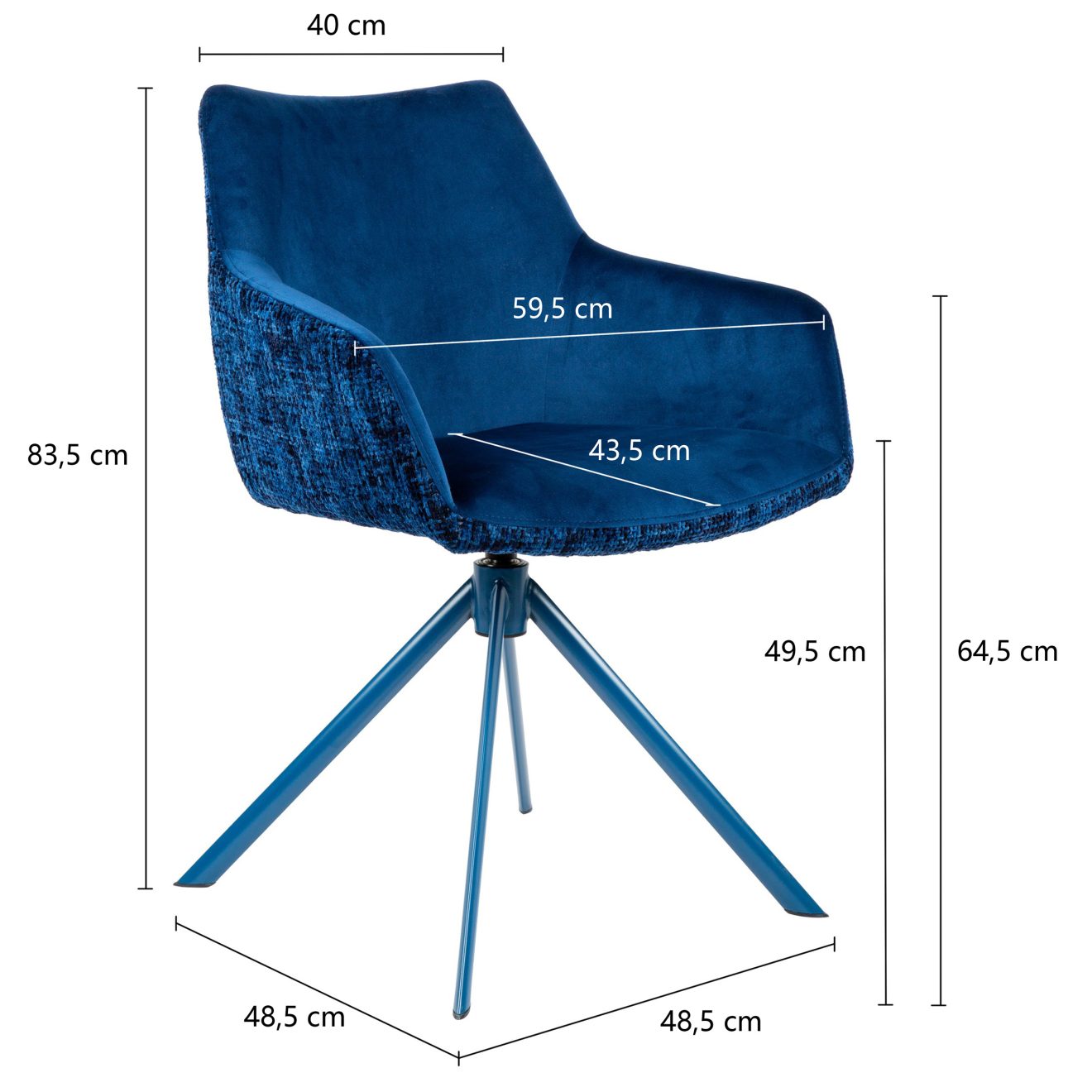 96125450 Corazon Armstoel Donkerblauw Afmeting