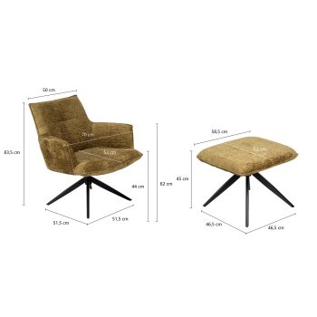 96126160 Skipper Lounge Stoel Brandy Afmeting