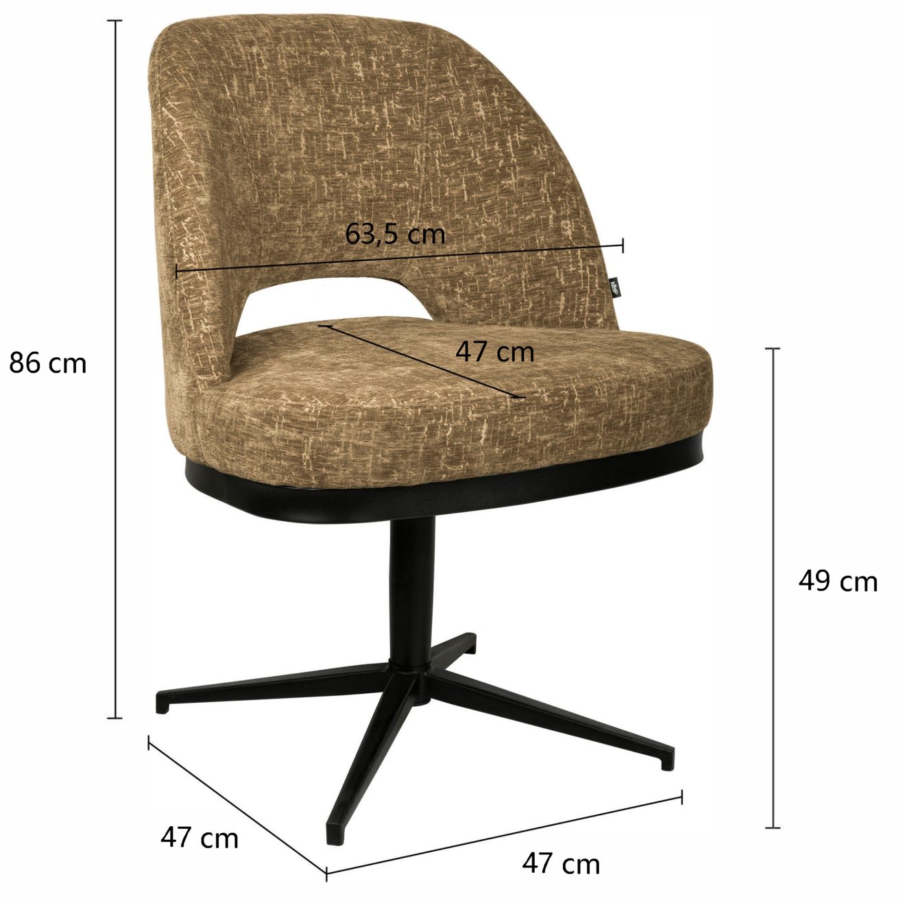 96127690 Coralie Stoel Swivel Army Afmeting