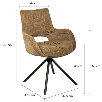 96127710 Cameron Armstoel Swivel Army Afmeting