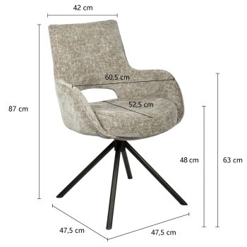 96127720 Cameron Armstoel Swivel Shitake Afmeting