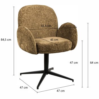 96127730 Belle Armstoel Swivel Army Afmeting