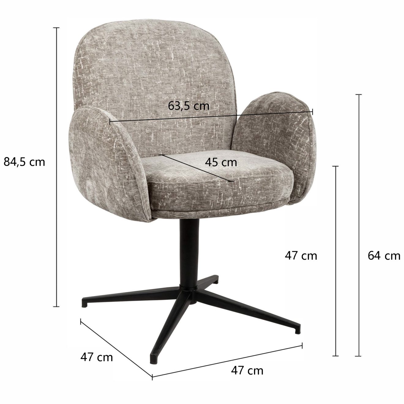 96127740 Belle Armstoel Swivel Shitake Armeting