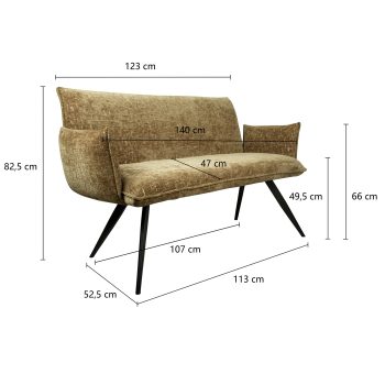 96518550 Nella Bank 140cm Army Afmetinghr
