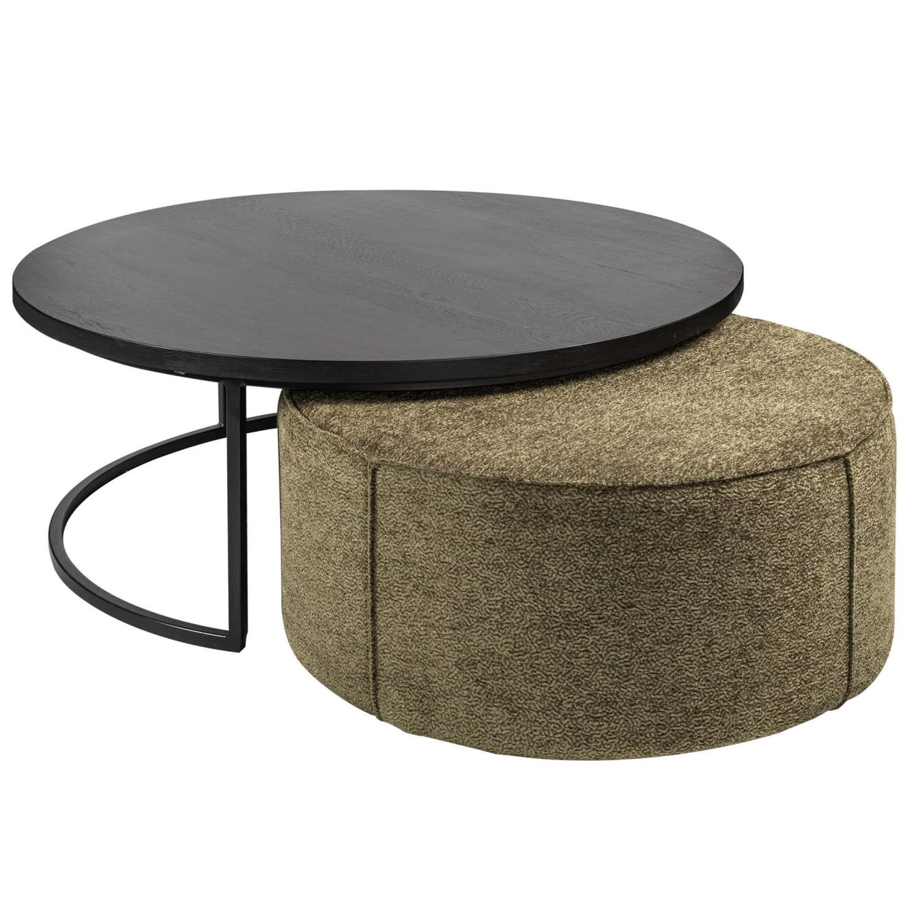 Salontafel XavierØ110xh40 Oak Black Sky+hayes H35Ø80 Rafael09hr