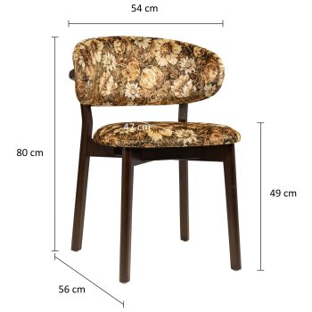 96127810 Loraine Stoel Printed Beige Bruin Afmeting