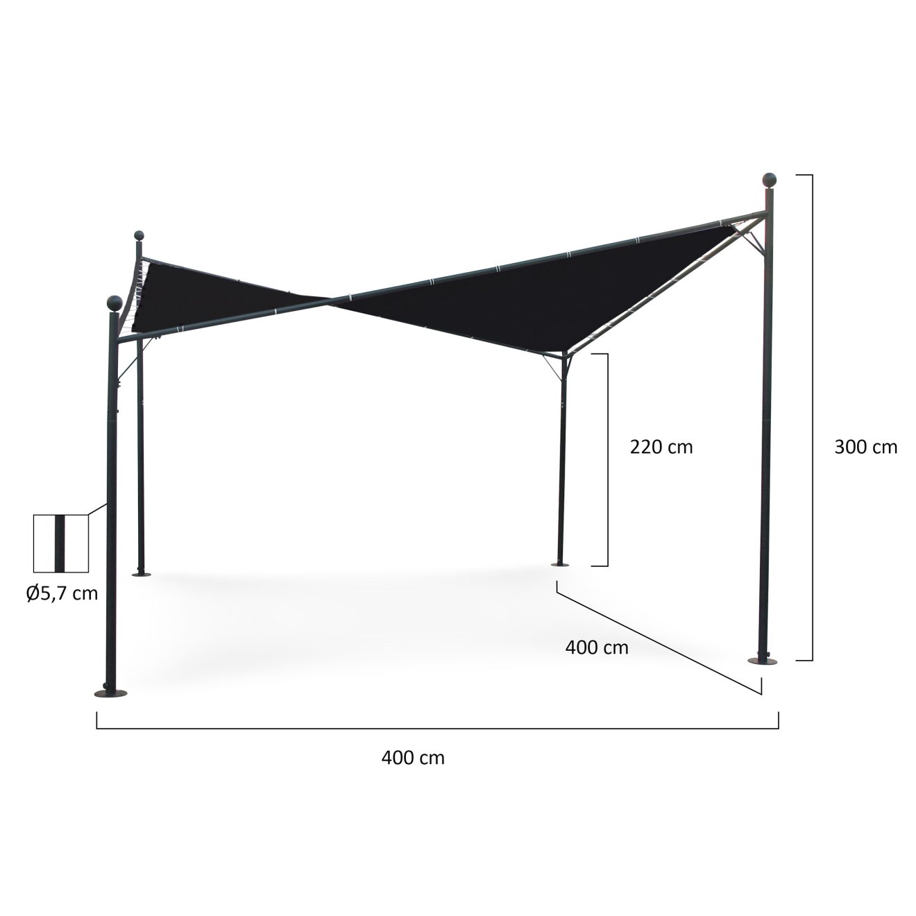 96902620 Festa Partytent Zwart 4x4 Afmetingen