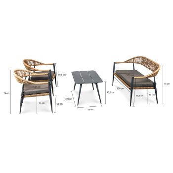 96906150 Jonah Loungeset Naturel Afmeting