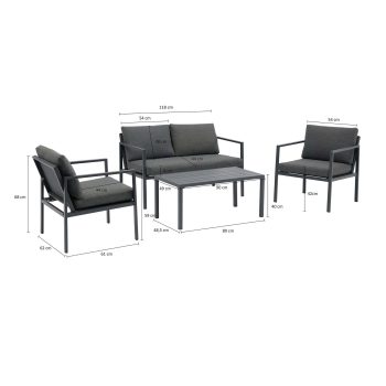 96914890 Loungeset Phoenix Antraciet Afmeting