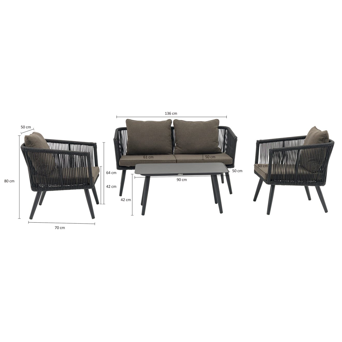 96914950 Loungeset Dili Antraciet Afmeting
