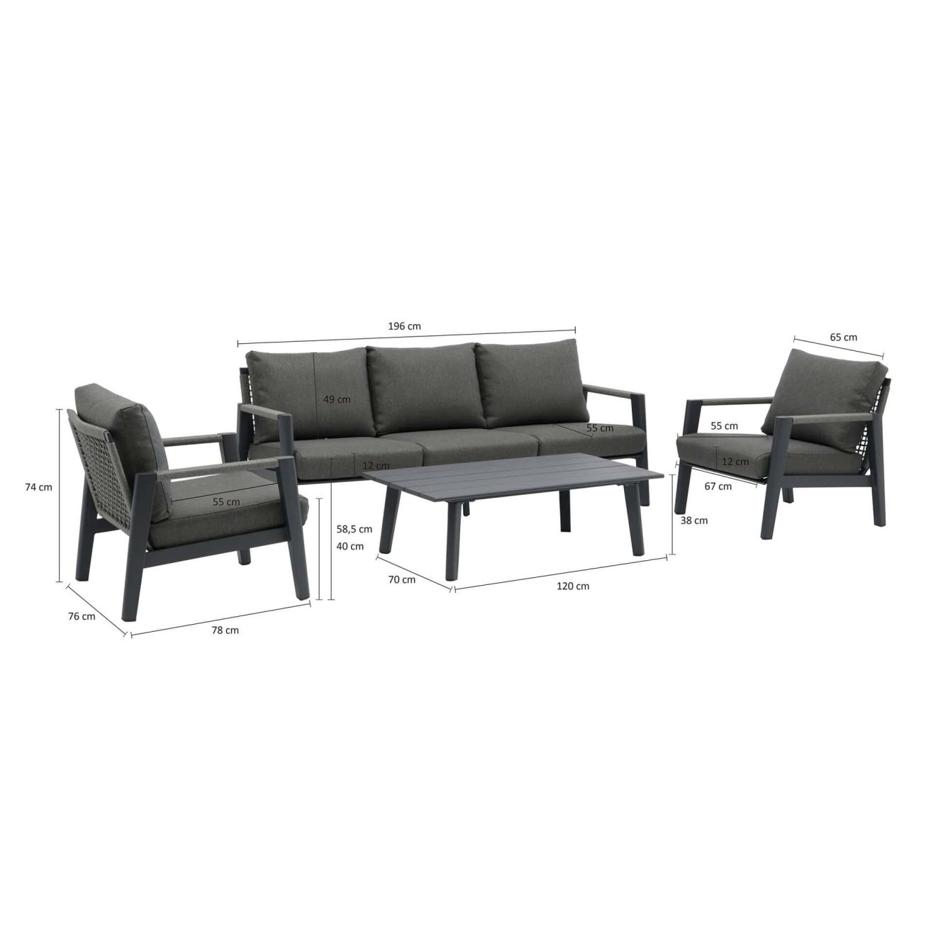 96915040 Loungeset Hana Antraciet