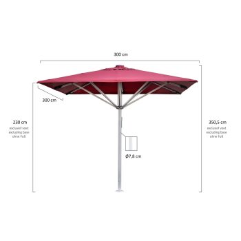 96917630 Parasol Liva 3x3 Terra Wit Afmeting