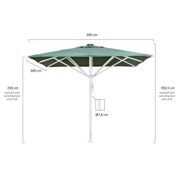 96917660 Parasol Liva 3x3 Groen Wit Afmeting