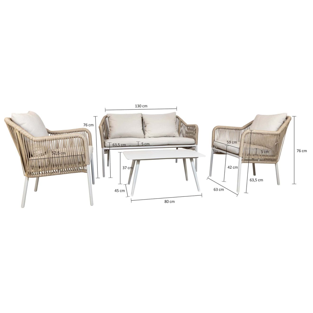 96919680 Baleric Loungeset Naturel Afmeting