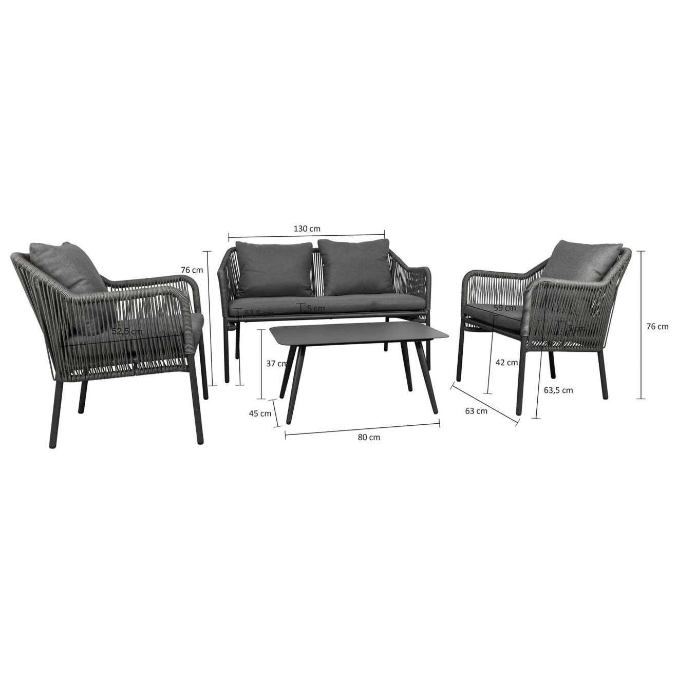 96919710 Baleric Loungeset Grijs Afmeting