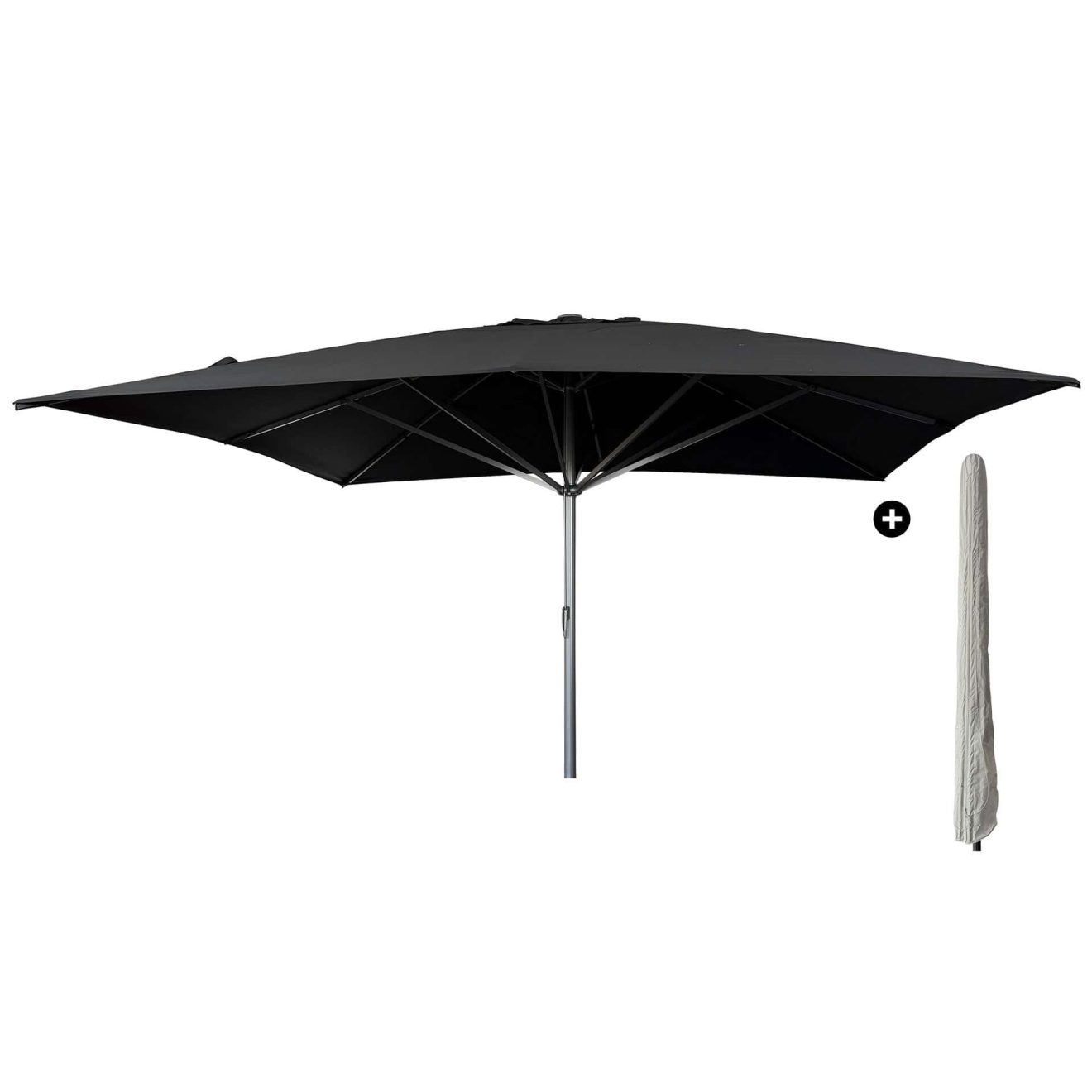 96920730 Parasol Liva2.0 500x500 Zwart Antraciet Incl.hoeshr