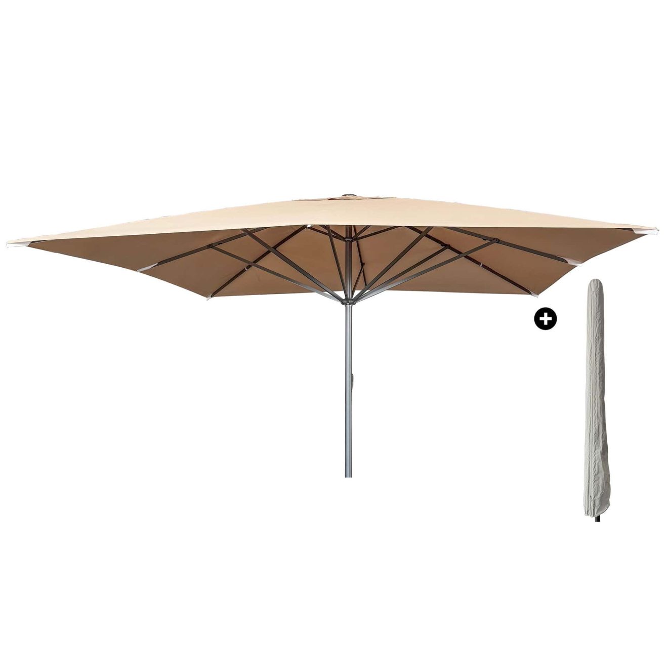 96920740 Parasol Liva2.0 500x500 Ecru Antraciet Incl.hoeshr